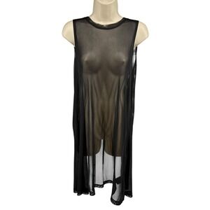 Silence +‎ Noise Open Back Tunic Black Sheer Mesh Sleeveless Festival Top S